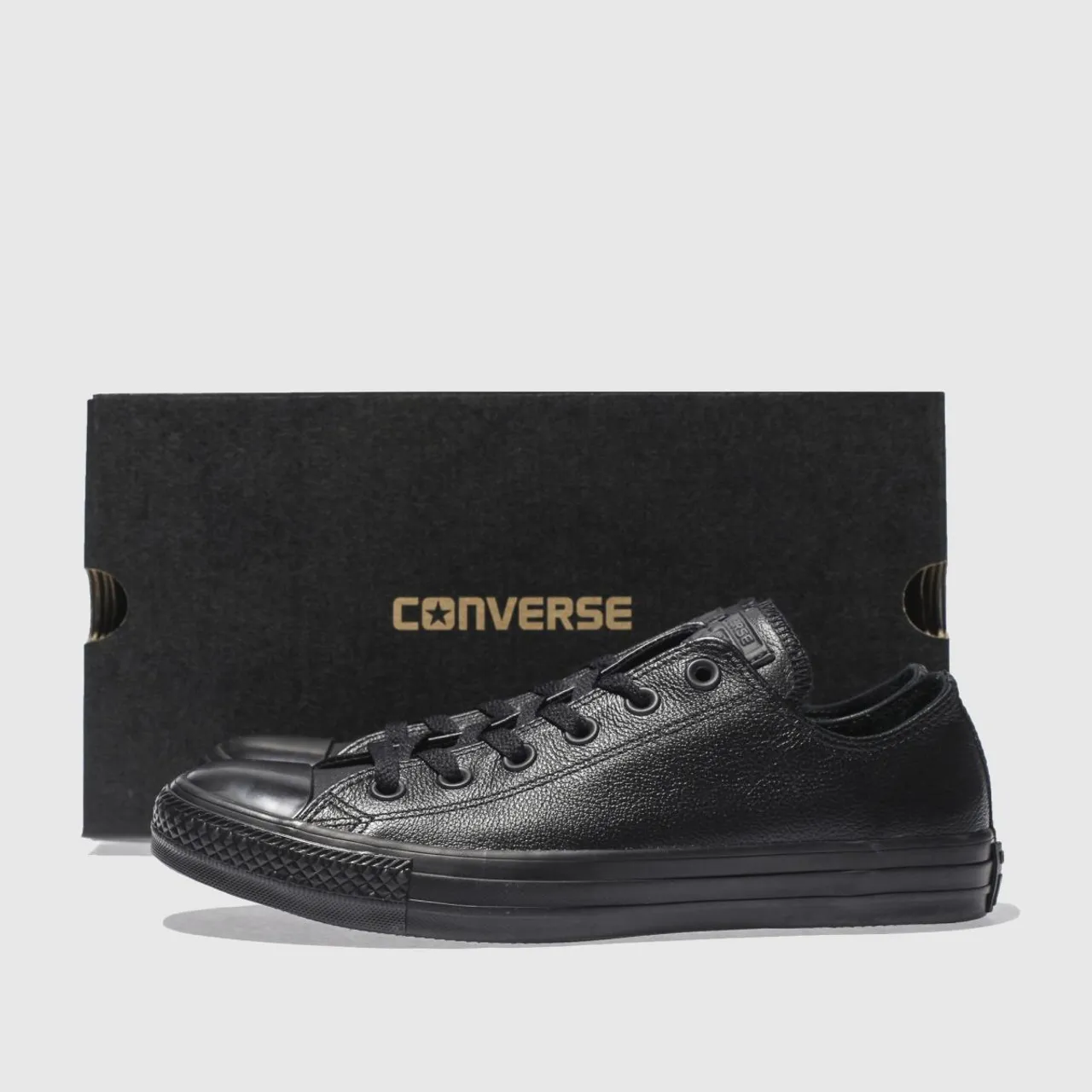 Converse All Star Leather Mono Ox Trainers In Black