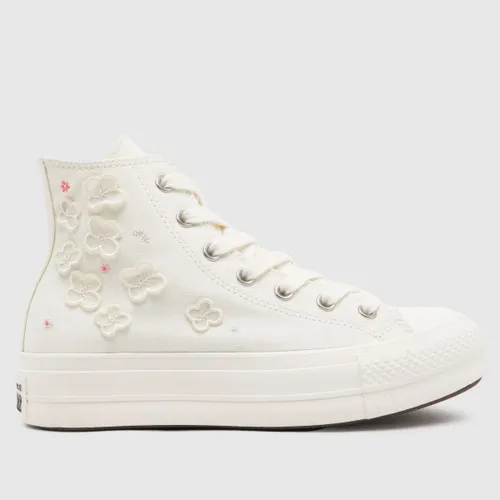 Converse all Star Lift hi Flower Play Trainers in White Multi