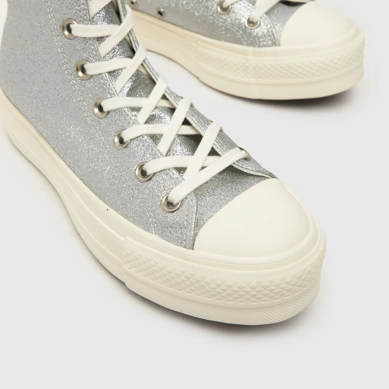 Converse All Star Lift Sparkle Trainers In Silver
