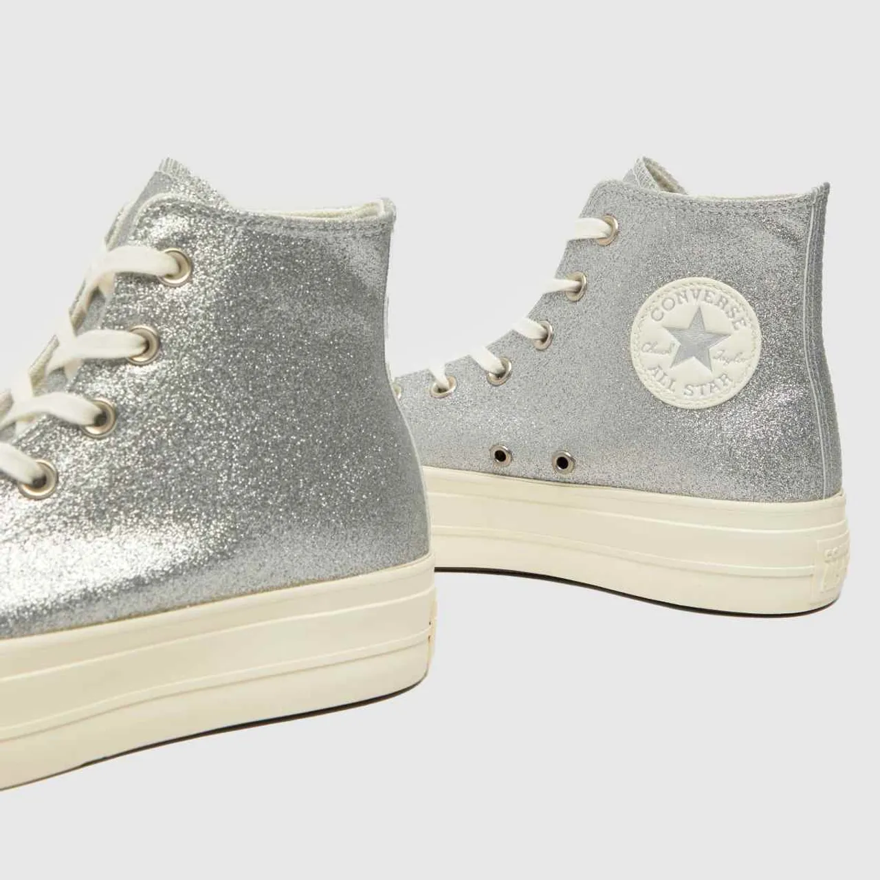 Converse All Star Lift Sparkle Trainers In Silver