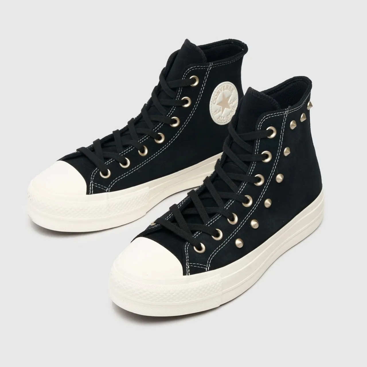 Converse All Star Lift Studded Trainers In Black & Gold