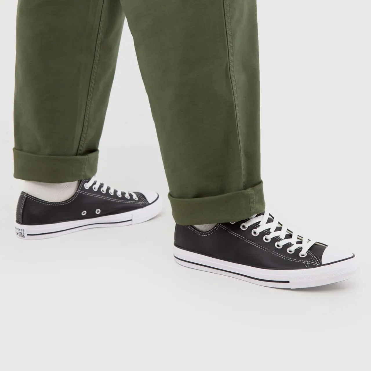 Converse All Star Ox Leather Trainers In Black