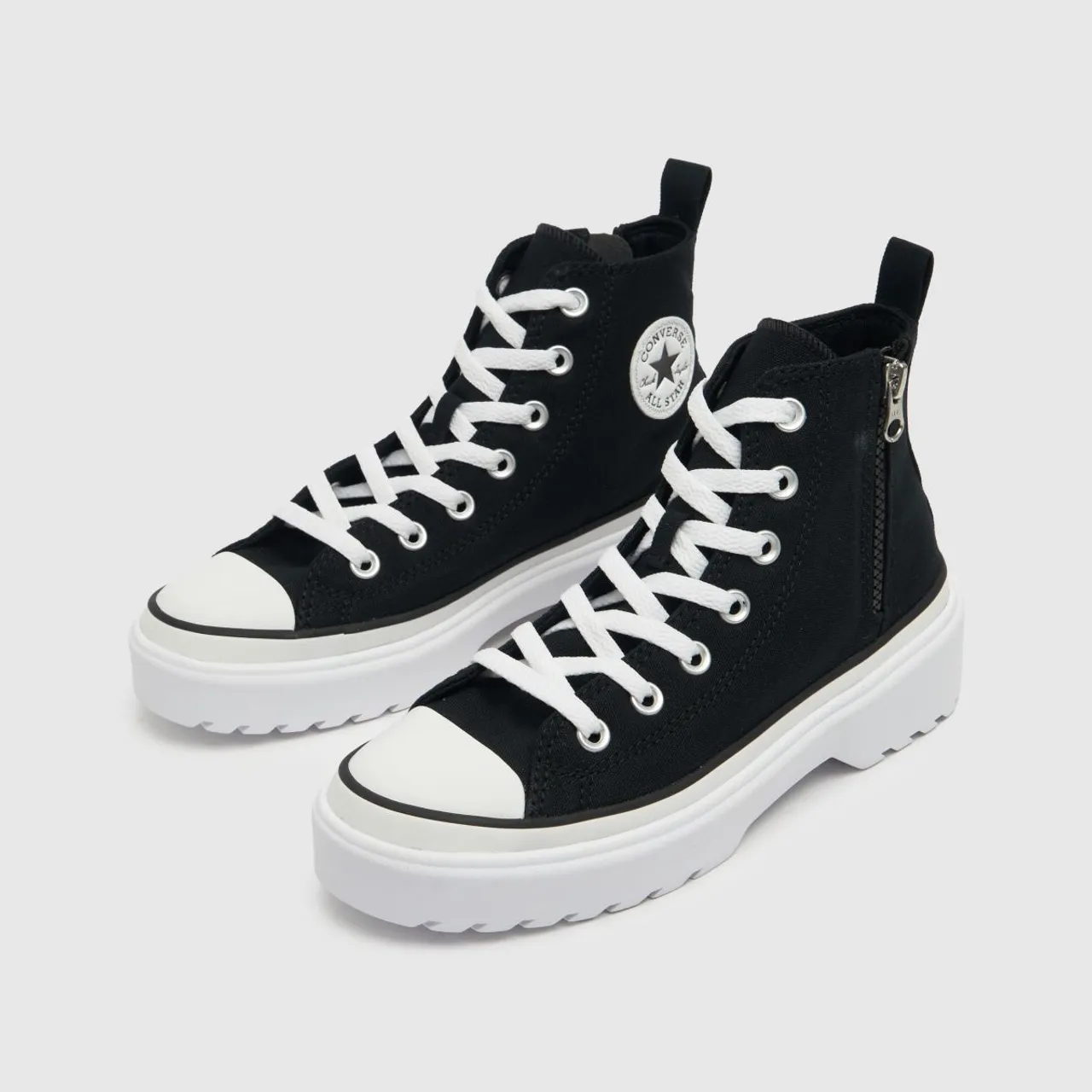 Converse Black & White Lugged Lift Girls Youth Trainers