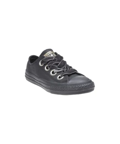 Converse Childrens Unisex Ctas Big Eyelets Ox Trainers - Black Leather