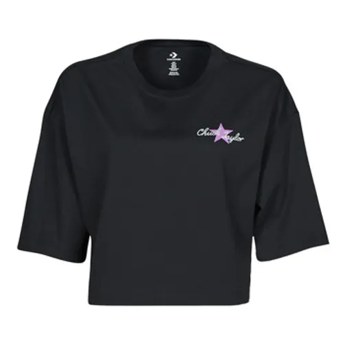 Converse  CHUCK INSPIRED HYBRID FLOWER OVERSIZED CROPPED TEE  women's T shirt in Black