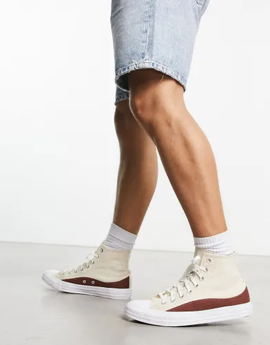Converse Chuck Taylor All Star Hi trainers in off white and red