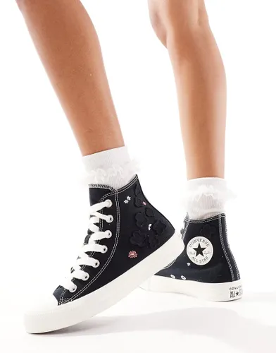 Converse Chuck Taylor All Star organza flower trainers with chunky laces in black