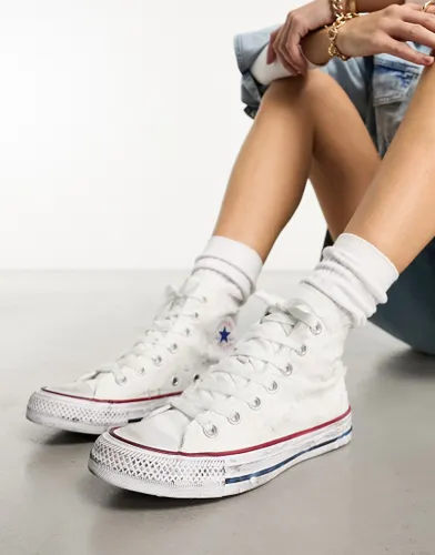 Converse Chuck Taylor All Star well worn Hi unisex trainers in white