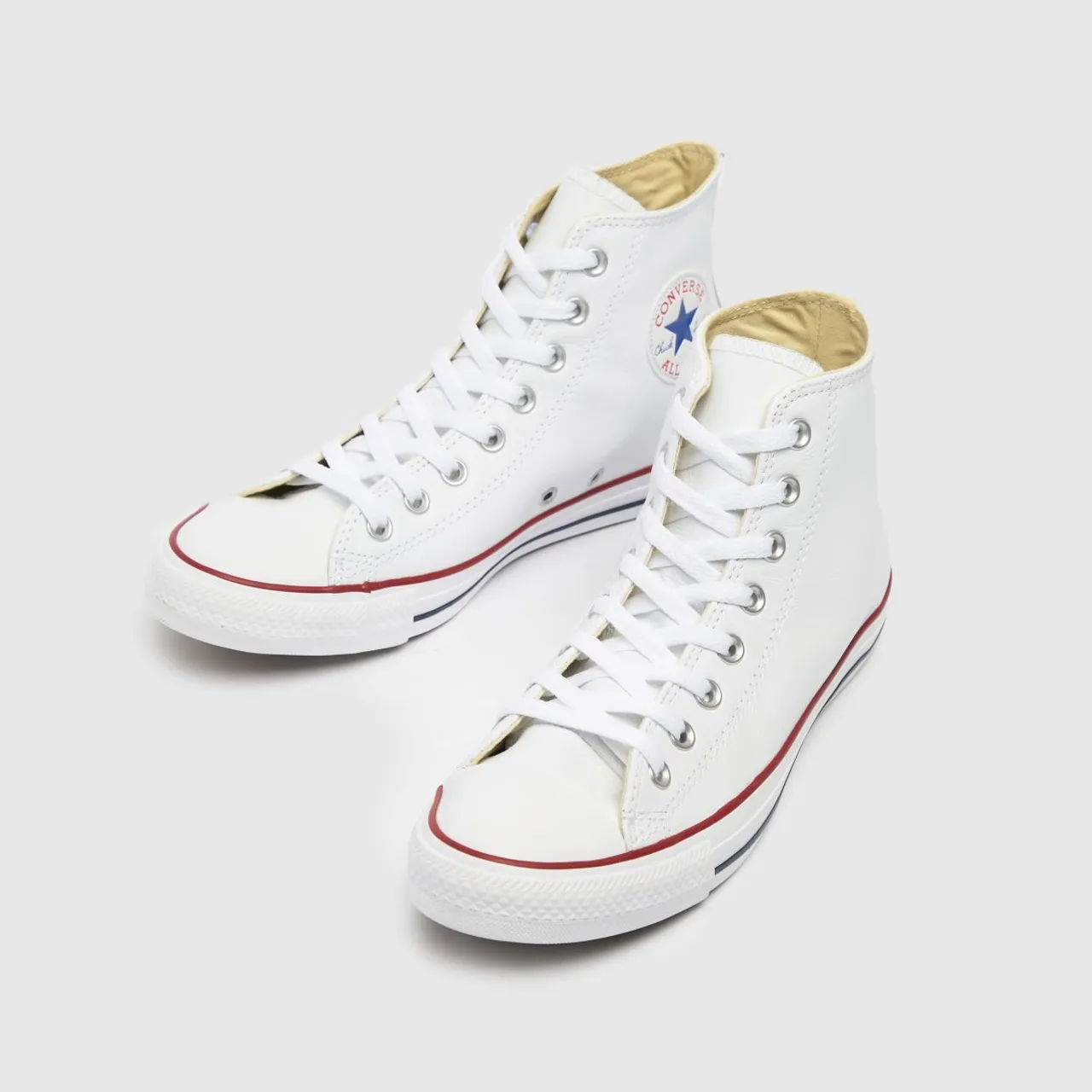 Converse Classic Leather Trainers In White & Red