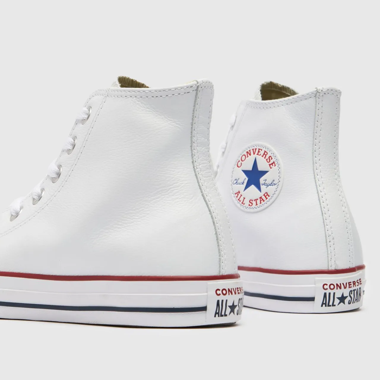 Converse Classic Leather Trainers In White & Red