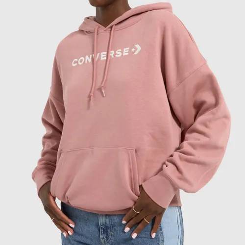 Converse Embroidered Fleece Hoodie In Pink