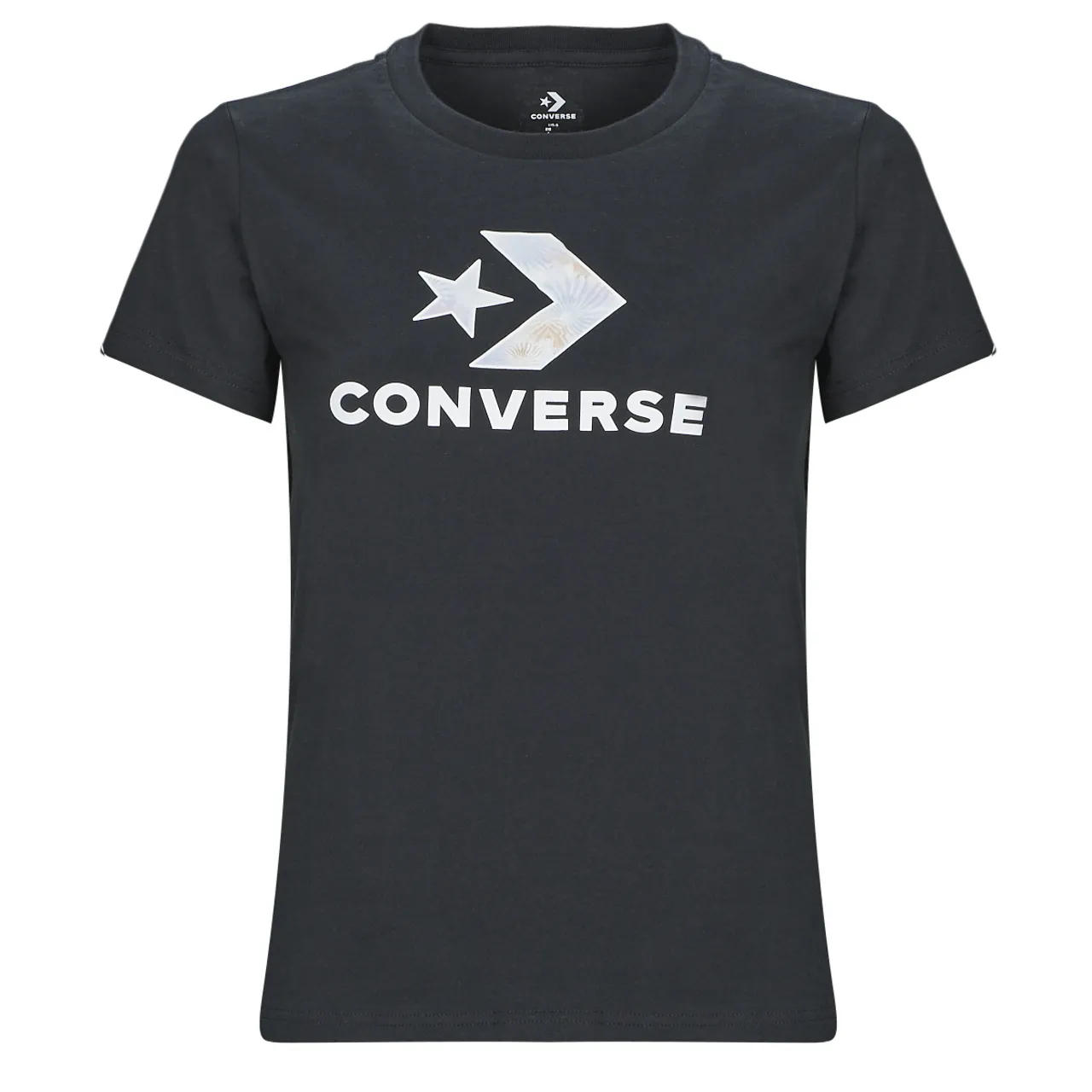 Converse  FLORAL STAR CHEVRON  women's T shirt in Black