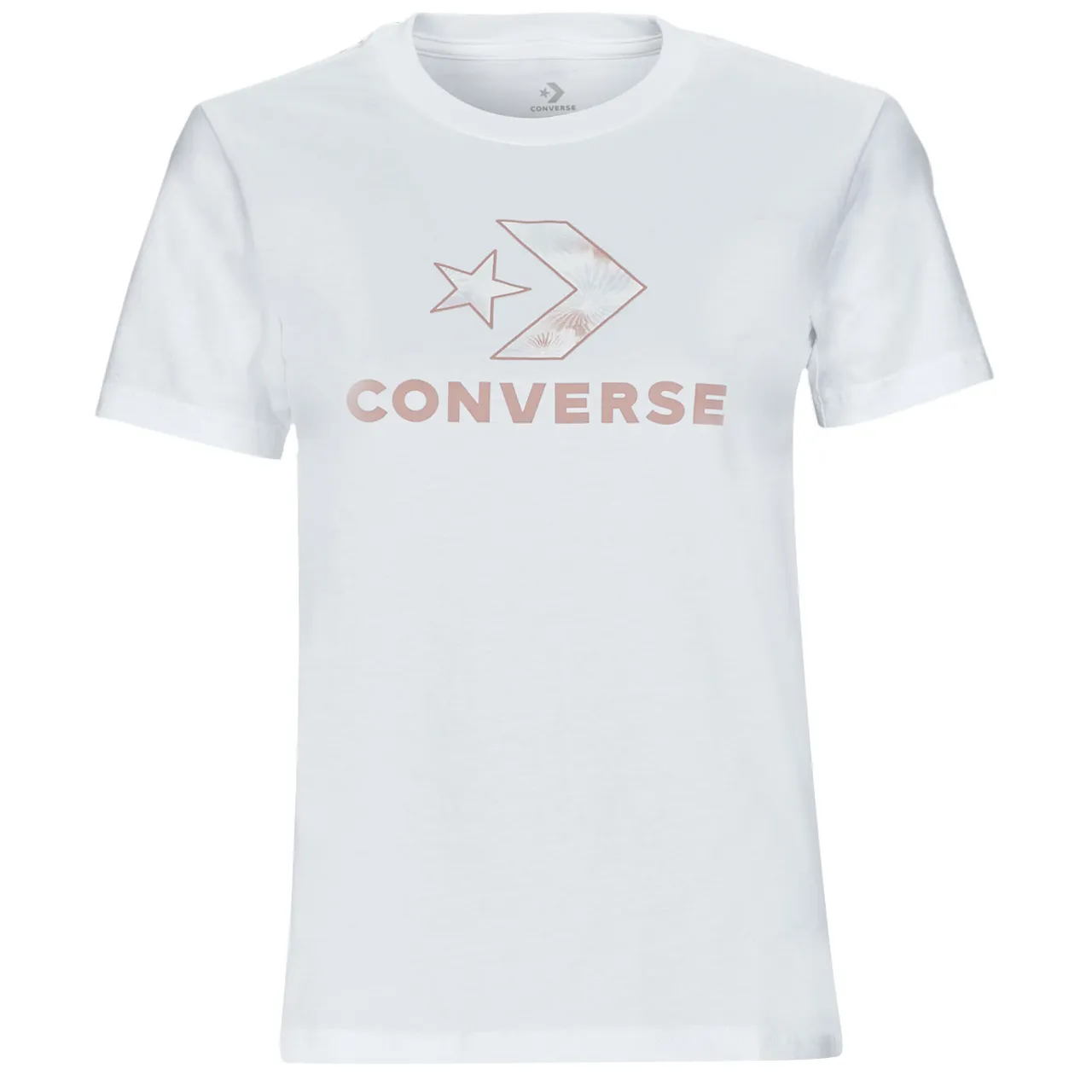 Converse  FLORAL STAR CHEVRON  women's T shirt in White