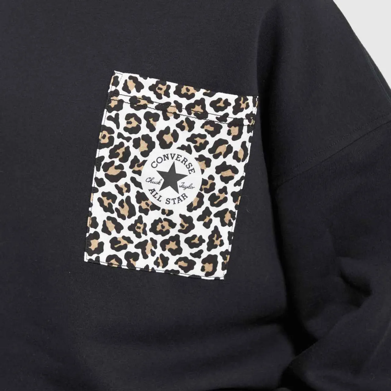 Converse Leopard Sweatshirt In Black
