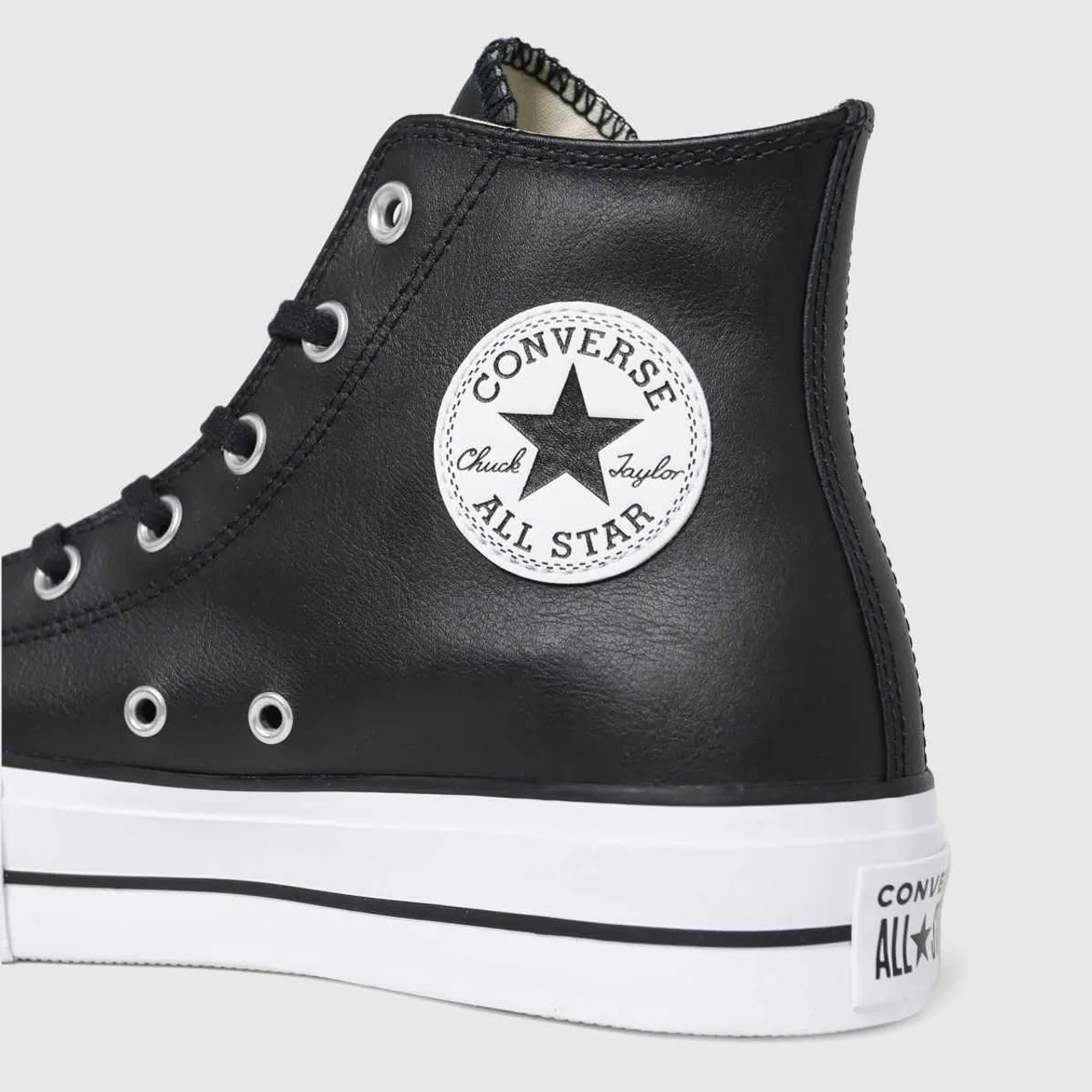 Converse Lift Hi Leather Trainers In Black
