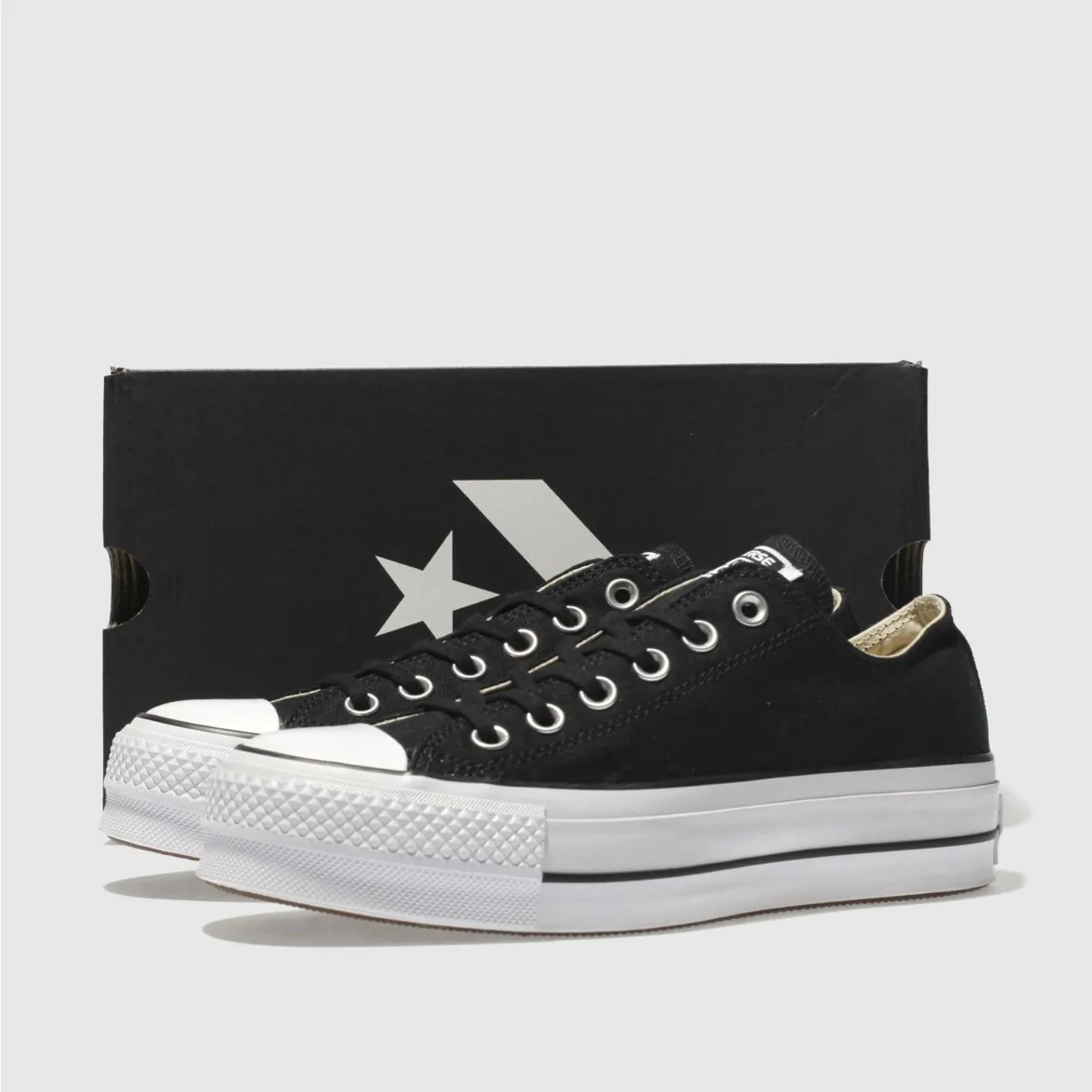 Converse Ox Lift Platform Trainers In Black & White