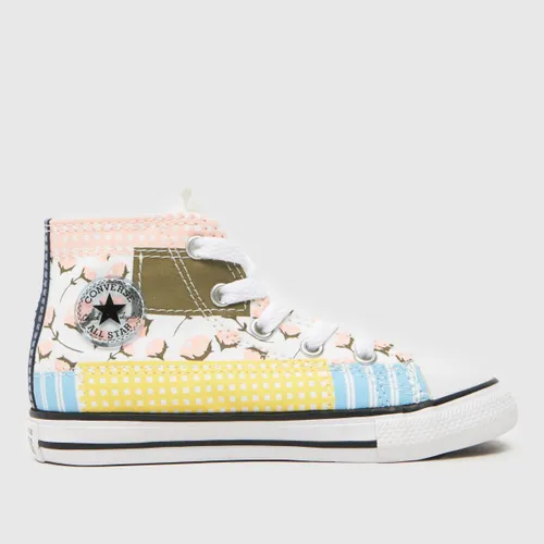Converse White Multi all Star hi Patchwork Girls Toddler Trainers