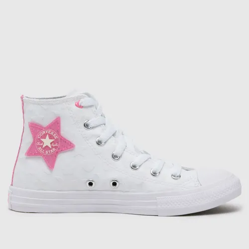 Converse White & Pink all Star hi Girls Junior Trainers