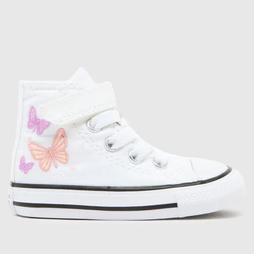 Converse White & Purple all Star hi 1v Girls Toddler Trainers
