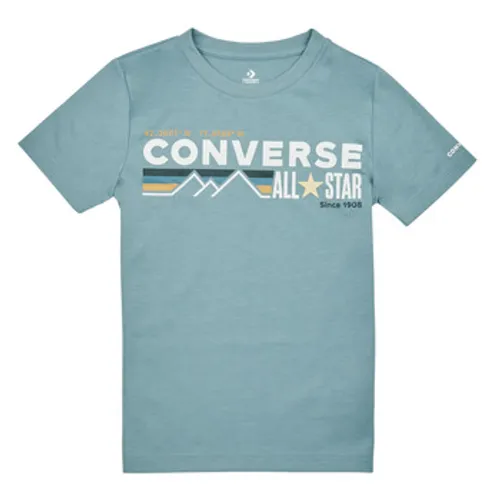 Converse  WORDMARKCHESTSTRIPE  boys's Children's T shirt in Blue
