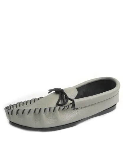 Coopers English Moccasin Leather Grey Mens Slippers