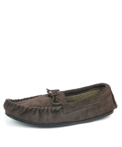 Coopers Outdoor Moccasins Suede Leather Brown Mens Slippers