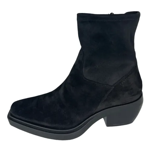 Copenhagen Shoes , Stretch Leather Suede Cowboy Ankle Boots ,Black female, Sizes: