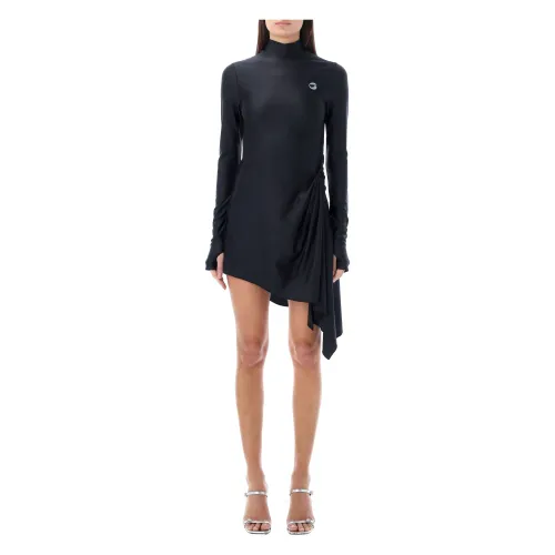 Coperni , Black Draped Mini Dress ,Black female, Sizes: