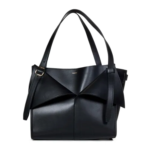 Coperni , Black Leather Shoulder Bag with Origami Folds ,Black female, Sizes: ONE SIZE
