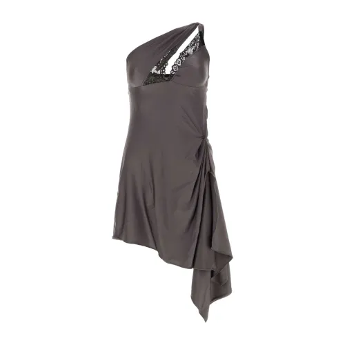 Coperni , Dark grey stretch nylon mini dress ,Gray female, Sizes: