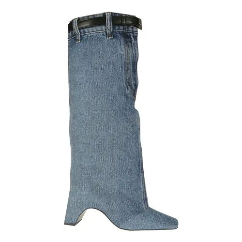 Coperni , Denim Open Knee Bridge Boot ,Blue female, Sizes:
