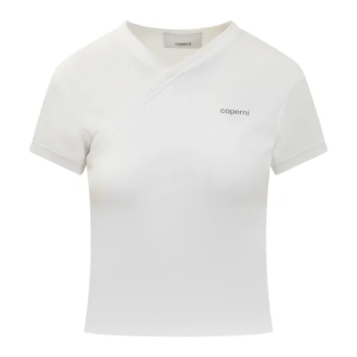 Coperni , Short Sleeve V-Neck T-Shirt ,White female, Sizes: