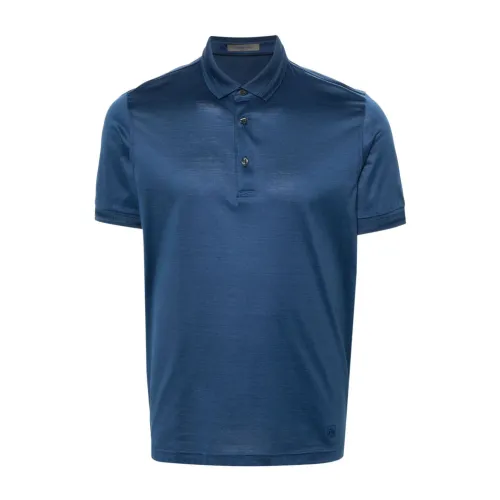 Corneliani , Blue T-shirts and Polos ,Blue male, Sizes: