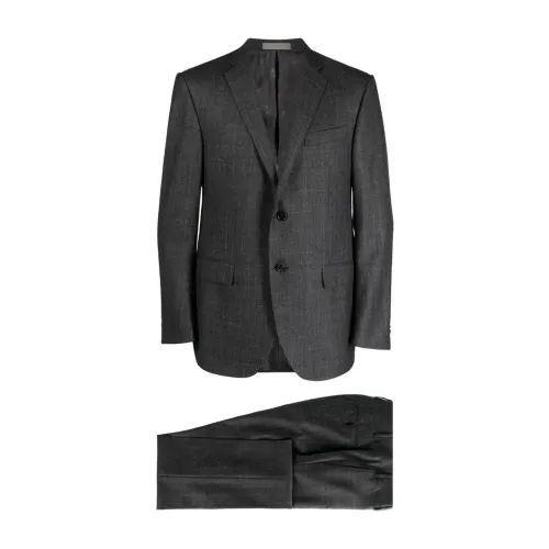 Corneliani , Checked Wool/Cashmere Suit ,Gray male, Sizes: