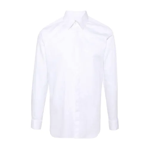 Corneliani , Classic White Cotton Poplin Shirt ,White male, Sizes: