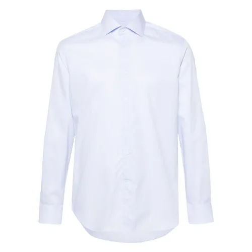 Corneliani , Italian Cotton Striped Shirt ,Blue male, Sizes:
