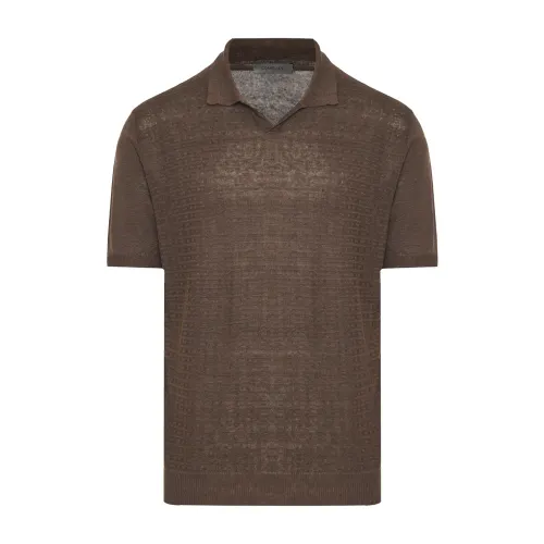 Corneliani , Linen Polo Shirt ,Brown male, Sizes: