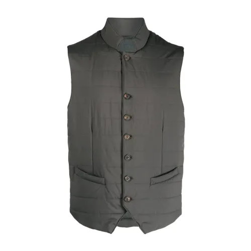 Corneliani , Quilted Gilet with Button Closure ,Gray male, Sizes: