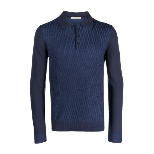 Corneliani , Wool Knit Polo Shirt, 100% Wool ,Blue male, Sizes: