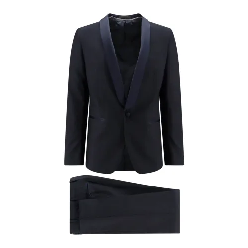 Corneliani , Wool Tuxedo with Satin Profiles ,Blue male, Sizes: