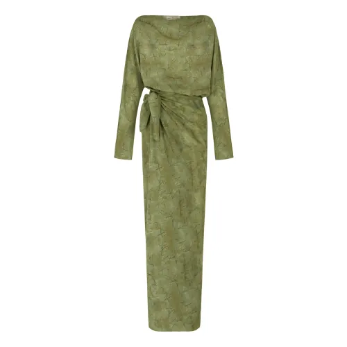 Cortana , Amina, silk dress in amantis print ,Green female, Sizes: