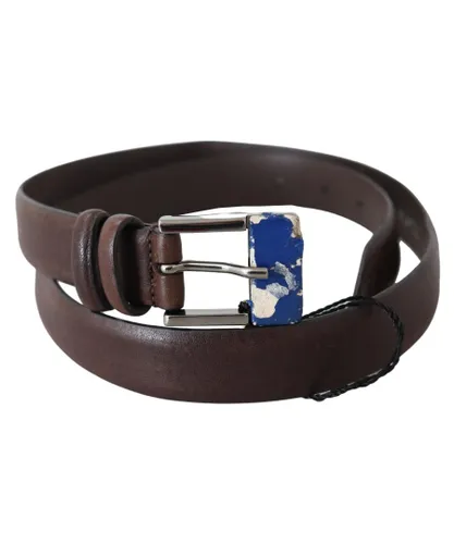 Costume National WoMens Brown Genuine Leather Silver Buckle Belt