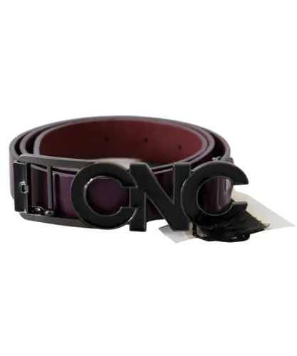 Costume National WoMens Brown Leather Large Logo Letter Buckle Belt