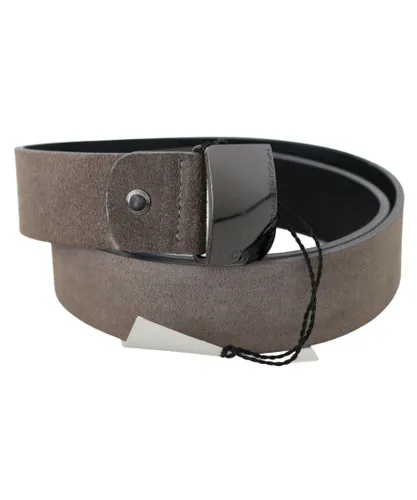 Costume National WoMens Brown Leather Square Logo Buckle Belt