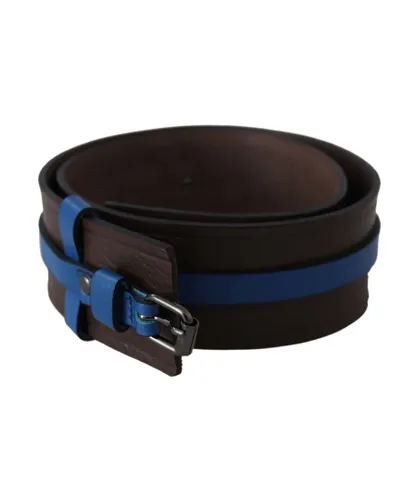 Costume National WoMens Brown Thin Blue Line Leather Buckle Belt
