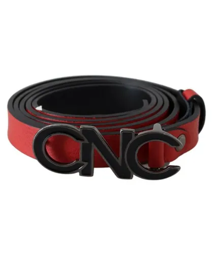 Costume National WoMens Red Reversible Leather Logo Belt