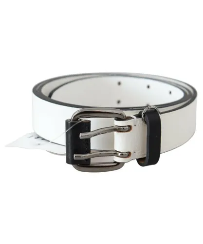 Costume National WoMens White Genuine Leather Silver Buckle Waist Belt
