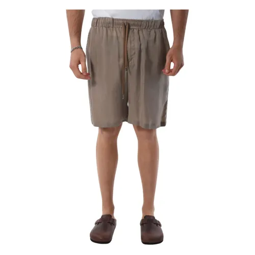 Costumein , Cupro Bermuda Shorts with Drawstring Waist ,Gray male, Sizes: