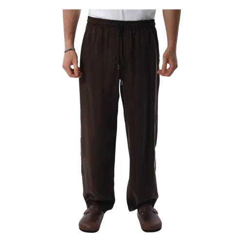 Costumein , Cupro Elastic Waist Pants ,Brown male, Sizes: