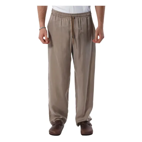 Costumein , Cupro Pants with Elastic Waist ,Gray male, Sizes: